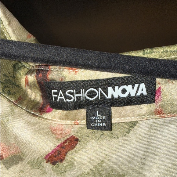 Fashion Nova Abstract Button-Down Shirt - Green and Pink - Picture 2 of 2